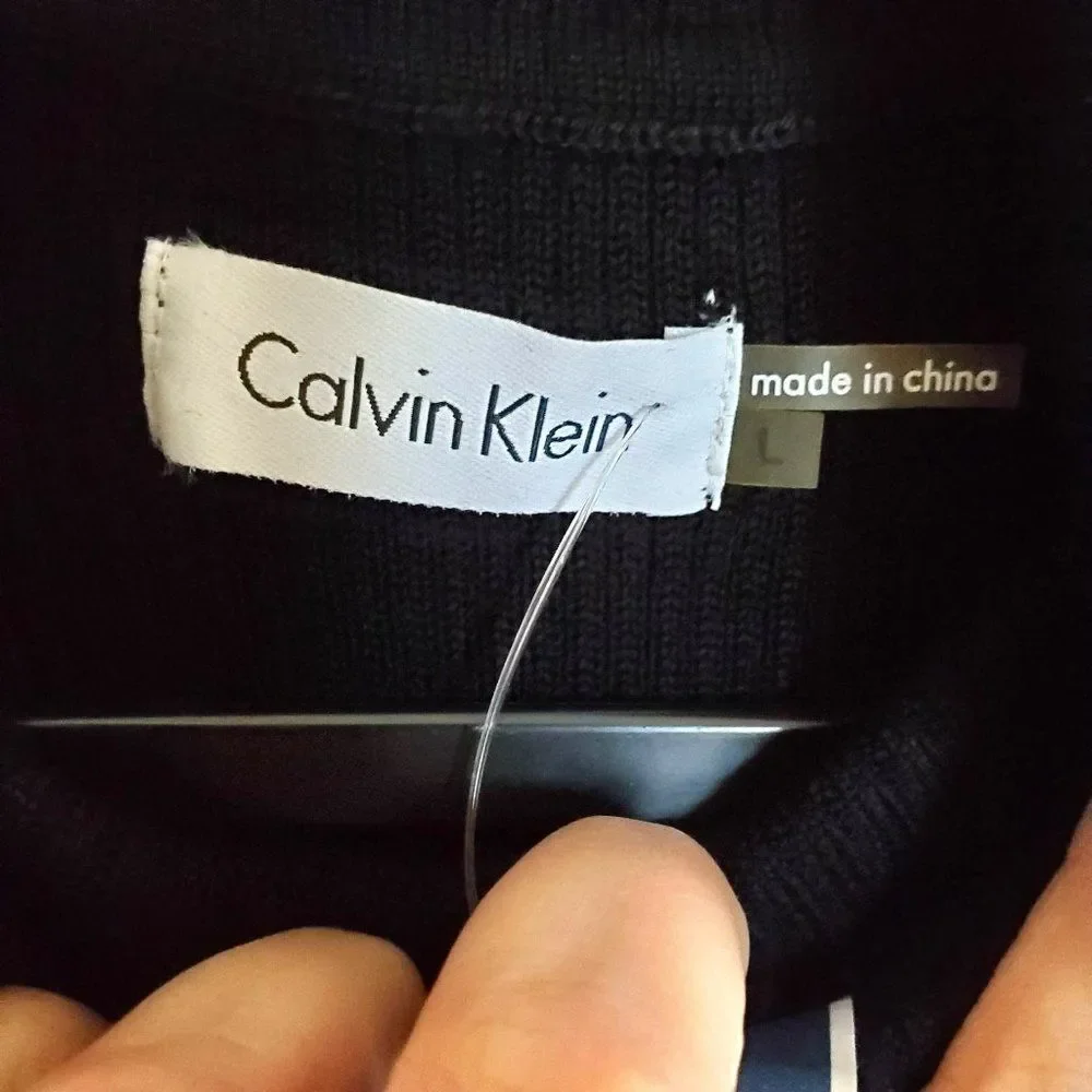 Calvin Klein Womens Dress Black L Stretch Turtleneck Sweater New